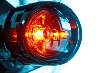 Aufkleber - A close-up shot of a red light on a moving vehicle, often used for traffic or warning signs