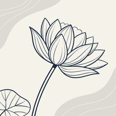 elegant line art illustration of a lotus flower, perfect for adding a touch of serenity and beauty t