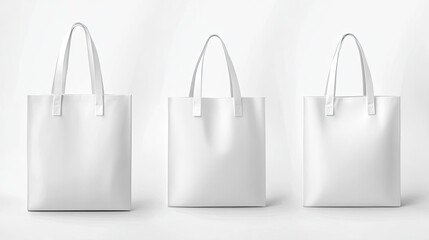 Poster - Mockups Showcasing Pure White Tote Bags From Various Angles Generative AI