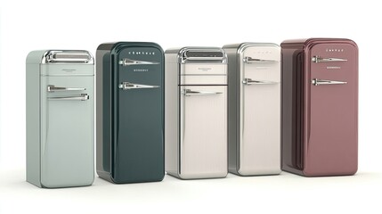Poster - Stylish Stainless Steel Top Freezer Fridges in Colors Generative AI