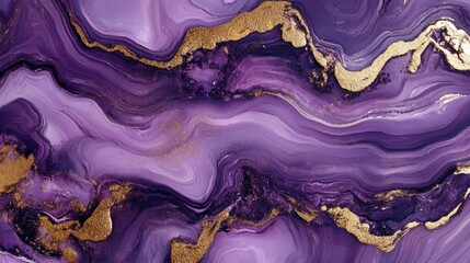 Poster - Abstract violet marble texture featuring gold accents creating a luxurious purple backdrop