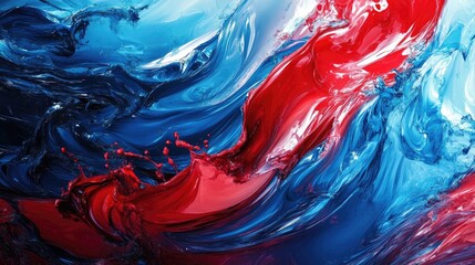 Poster - Red and blue wave solid abstraction