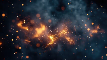 Poster - Sparks and fire particles flying embers burning cinders and smoke with flames against a dark backdrop