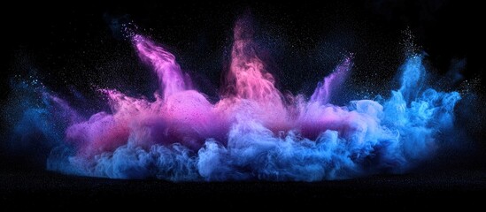 Poster - Abstract Powder Splatted Background Freeze Motion Of Color Powder Exploding Throwing Color Powder On Black Background
