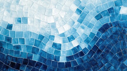 Poster - Blue abstract retro geometric mosaic tile texture background for a panoramic banner