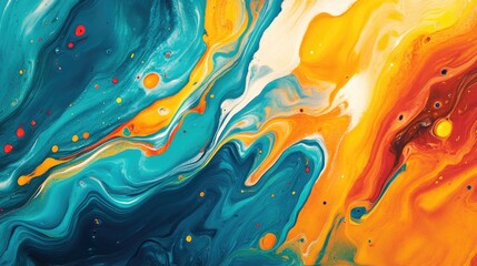 Poster - Oil art textured background featuring an abstract paint mixing effect Fluid acrylic artwork showcasing vibrant color splashes ideal for interior poster design