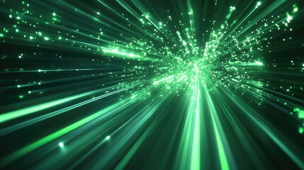 Poster - Abstract background featuring futuristic speed motion with green rays of light