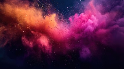 Poster - Vibrant powder burst on a solid backdrop creating an abstract splash effect