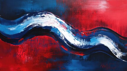 Poster - Red and blue wave solid abstraction