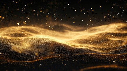 Poster - golden dust wave on a dark backdrop