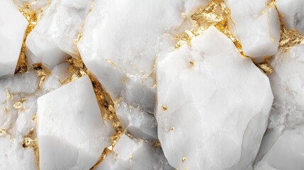 Poster - Abstract white marble stones featuring golden accents