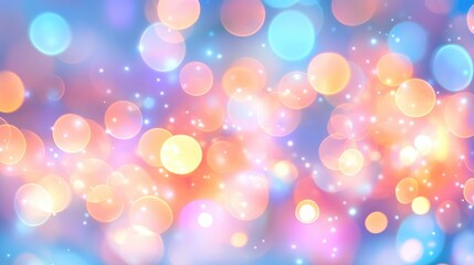 Poster - Abstract background featuring light reflections with bokeh circles in soft pastel hues