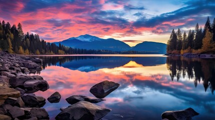 Poster - shimmering water and mountains