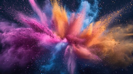Poster - Vibrant powder burst on a solid backdrop creating an abstract splash effect