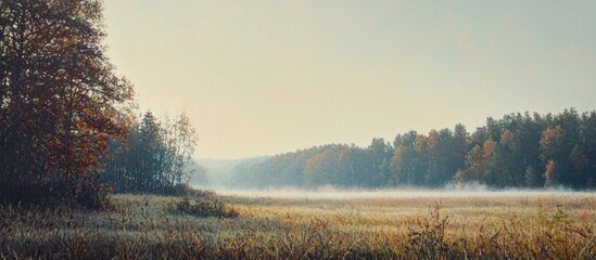 Poster - The Early Autumn Morning Mist In The Field
