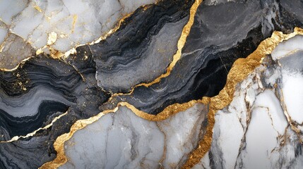 Poster - Stylish marble backgrounds featuring elaborate gold accents set against a striking grey and black backdrop