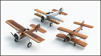 Poster - Vintage Biplanes in Various Designs Showcasing Early Aviation History Generative AI
