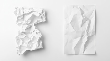 Poster - Crumpled White Paper and Flat Paper on a Clean Workspace Surface Generative AI