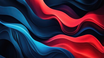 Poster - Red and blue wave solid abstraction