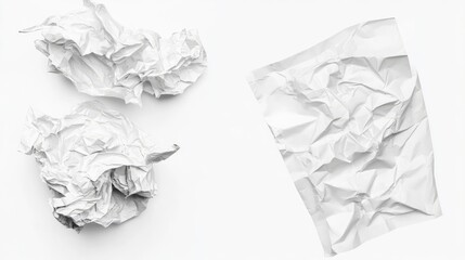 Poster - Collection of Crumpled White Papers Lies on a Flat Surface Generative AI