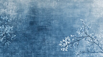 Poster - A textured denim blue backdrop evoking the essence of spring featuring a fabric inspired design