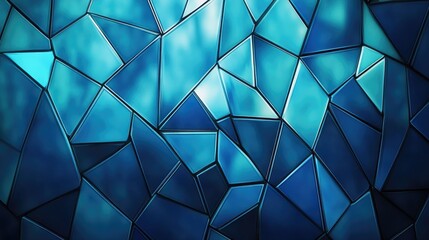 Poster - Blue abstract retro geometric mosaic tile texture background for a panoramic banner