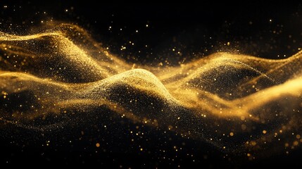Poster - Golden dust wave on a dark backdrop