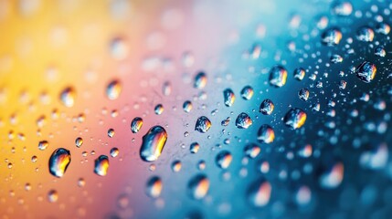 Poster - Fresh water droplets on a vibrant surface background