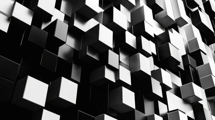 Fototapete - Abstract black and white geometric pattern backdrop
