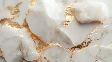 Poster - Abstract white marble stones featuring golden accents