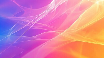 Fototapete - Vibrant Abstract Background Featuring Dynamic Pink Purple and Blue Lines Against a Gradient of Warm Orange and Yellow Tones