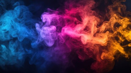 Poster - Vibrant colored smoke swirling against a dark backdrop