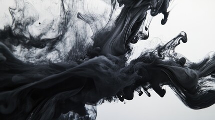 Fototapete - Abstract black ink swirling in water creating a visually striking graphic design backdrop Emphasizing modern art and innovative creativity