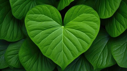 Wall Mural - nature heart shaped leaves