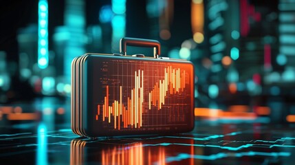 Poster - A Briefcase With a Data Chart on its Screen