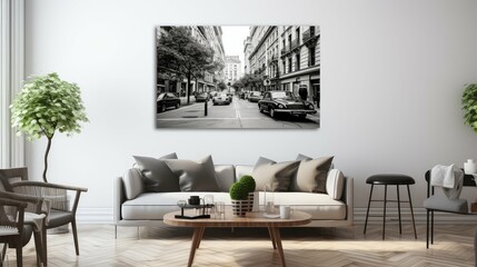 monochrome mock up wall art