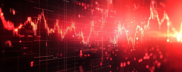 Poster - Red and Yellow Stock Market Chart on a Screen with Blurry Background