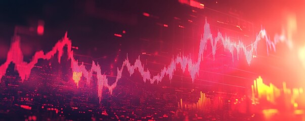 Poster - Abstract Red and White Line Graph with Data on a Digital Display