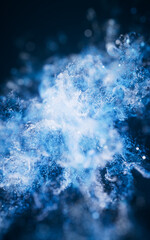 Wall Mural - blue flowing particles with explosive wave effect, 3d rendering.