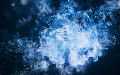 Wall Mural - blue flowing particles with explosive wave effect, 3d rendering.