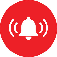 Poster - Red notification bell icon isolated on white background . Red round bell button icon vector