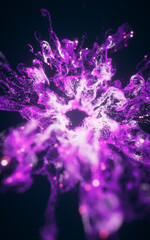 Wall Mural - purple flowing particles with explosive wave effect, 3d rendering.