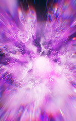 Wall Mural - purple flowing particles with explosive wave effect, 3d rendering.