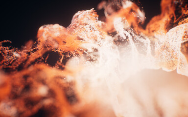 Wall Mural - red flowing particles with explosive wave effect, 3d rendering.