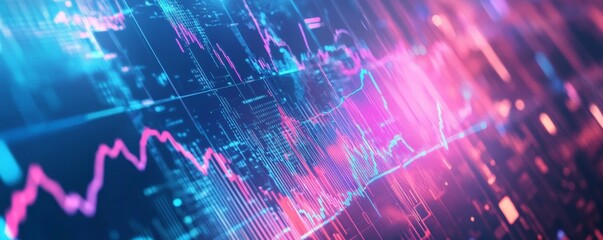 Poster - Abstract Digital Stock Market Graph with Neon Lights