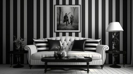 Poster - chic black and white stripes background