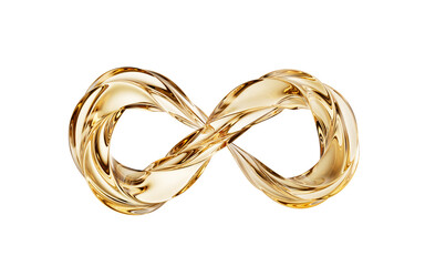 Poster - Golden glass mobius belt geometry, 3d rendering.
