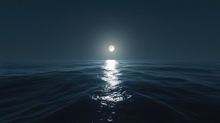 Wall Mural - full moon over ocean
