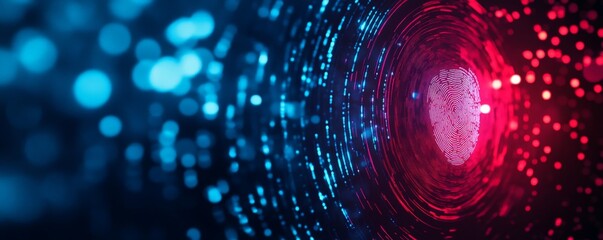 Poster - Abstract Digital Fingerprint with Blue and Red Lights