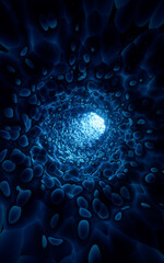 Wall Mural - fantastic organic tunnel with wave details, 3d rendering.